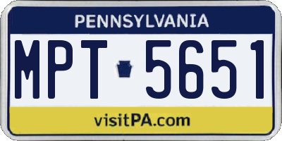 PA license plate MPT5651