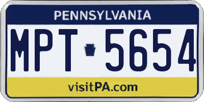 PA license plate MPT5654