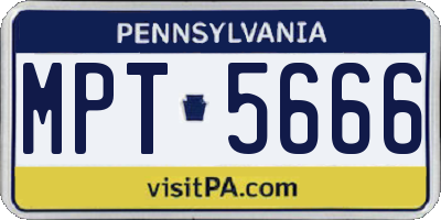 PA license plate MPT5666