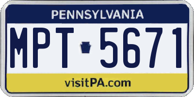 PA license plate MPT5671