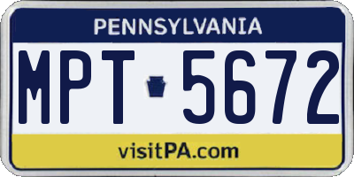 PA license plate MPT5672