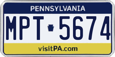 PA license plate MPT5674