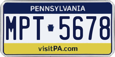 PA license plate MPT5678