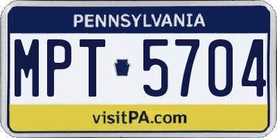 PA license plate MPT5704
