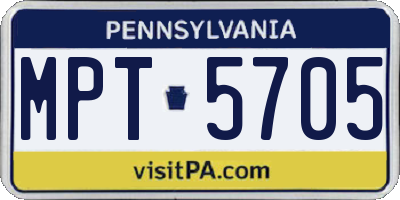 PA license plate MPT5705
