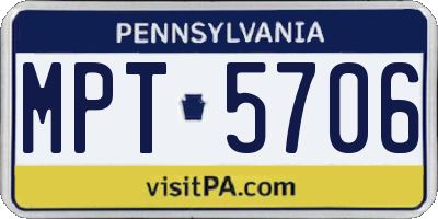 PA license plate MPT5706