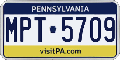 PA license plate MPT5709