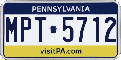 PA license plate MPT5712