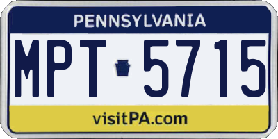 PA license plate MPT5715