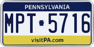 PA license plate MPT5716