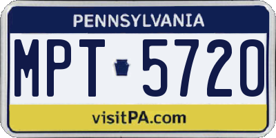 PA license plate MPT5720
