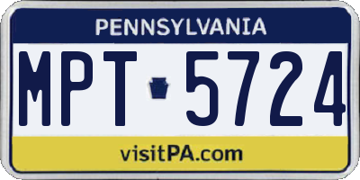 PA license plate MPT5724