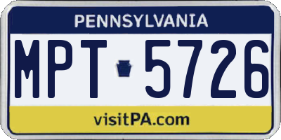 PA license plate MPT5726