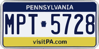PA license plate MPT5728
