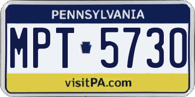 PA license plate MPT5730