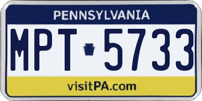 PA license plate MPT5733