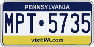 PA license plate MPT5735