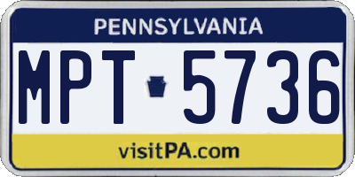 PA license plate MPT5736
