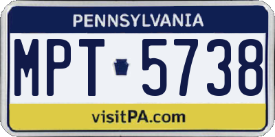 PA license plate MPT5738