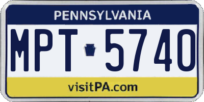 PA license plate MPT5740