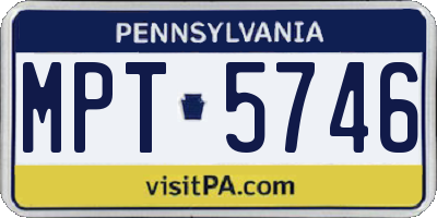 PA license plate MPT5746