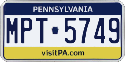 PA license plate MPT5749