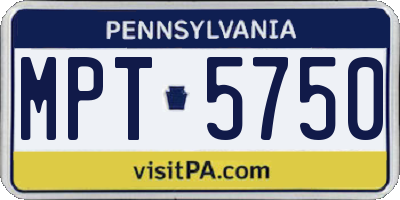 PA license plate MPT5750