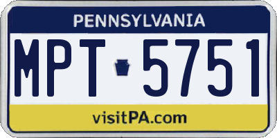 PA license plate MPT5751