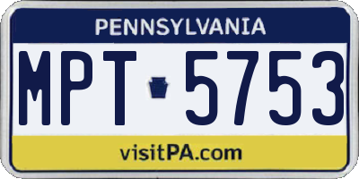 PA license plate MPT5753
