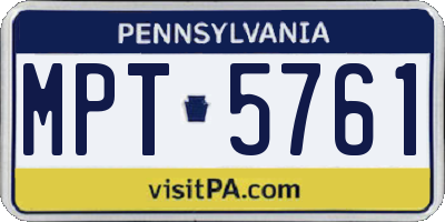 PA license plate MPT5761