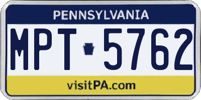 PA license plate MPT5762