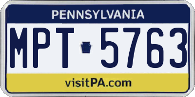 PA license plate MPT5763