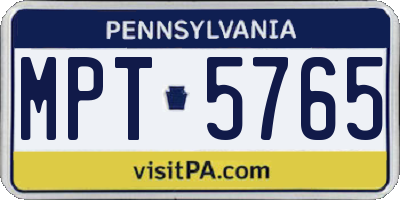 PA license plate MPT5765