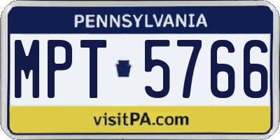 PA license plate MPT5766