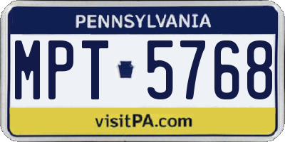 PA license plate MPT5768