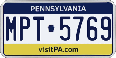 PA license plate MPT5769
