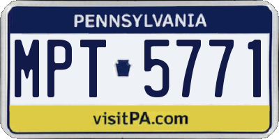 PA license plate MPT5771