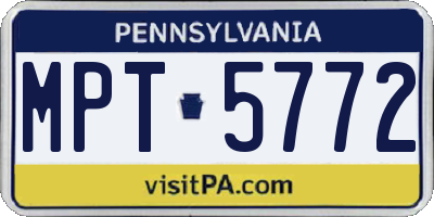 PA license plate MPT5772