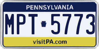 PA license plate MPT5773