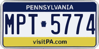 PA license plate MPT5774