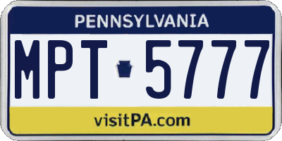PA license plate MPT5777