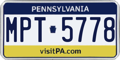 PA license plate MPT5778