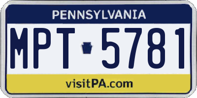 PA license plate MPT5781