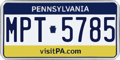 PA license plate MPT5785