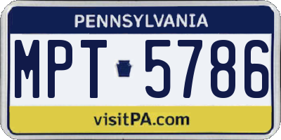 PA license plate MPT5786