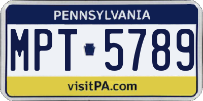 PA license plate MPT5789