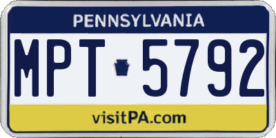 PA license plate MPT5792