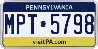 PA license plate MPT5798