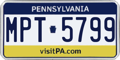 PA license plate MPT5799
