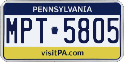 PA license plate MPT5805